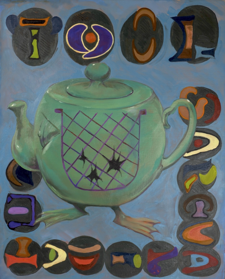 6. K-POT (With webs), 2023, Oil and charcoal on canvas, 100x80.3