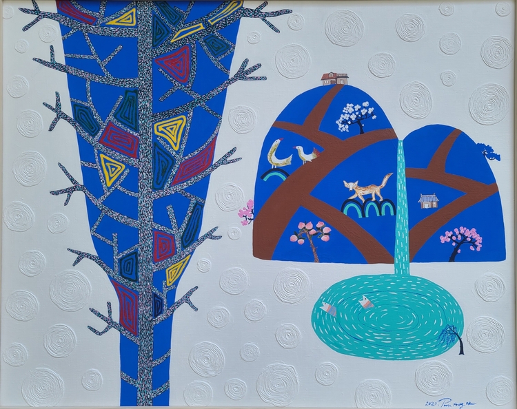 Inner peace mixed media on canvas 91 × 72cm 2020