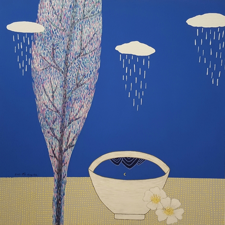 Inner peace mixed media on canvas 91× 91cm 2021