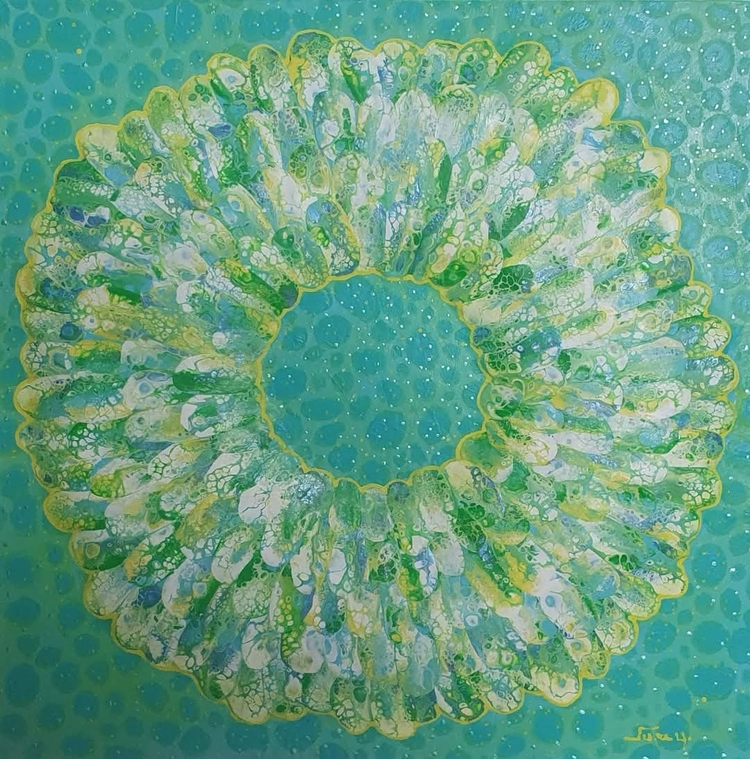 주은영 / voyage_이어지는 이야기· 38×38㎝· mixed media on canvas